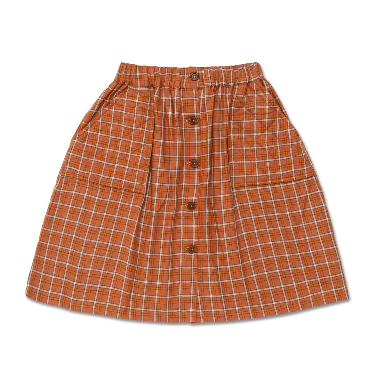 Rust plaid Button Front Skirt