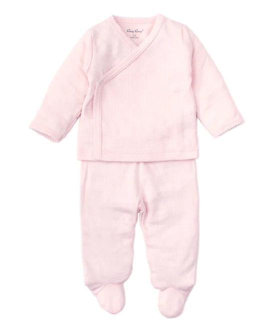 Pink Pointelle Footie Wrap-Set