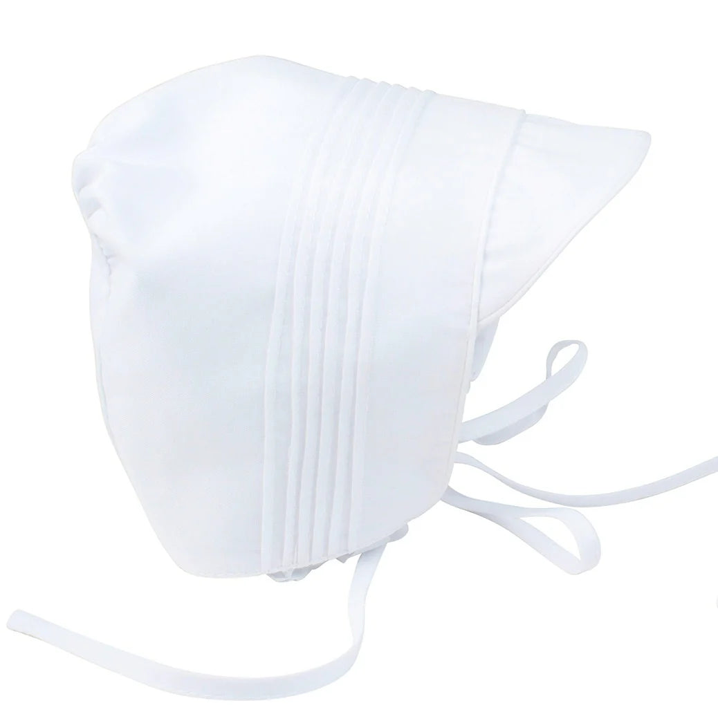 White Boys Pleated Bonnet