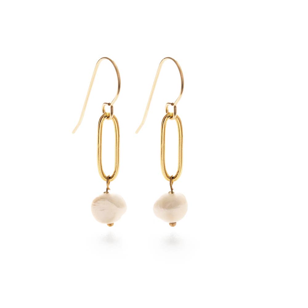 Earrings Pearl Drops on Paperclip