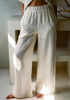 Loretta Off White Linen Pant