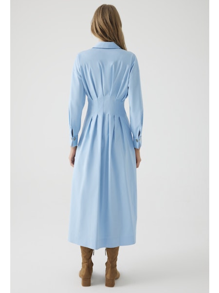 Alba Light Blue Tucked Waist Dress