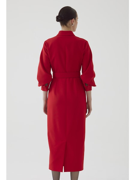 Adler Red Belted Shirt Dress