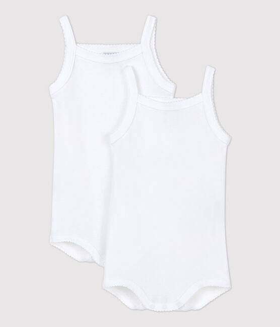 Petit Bateau White 2pk Cami Bodysuit