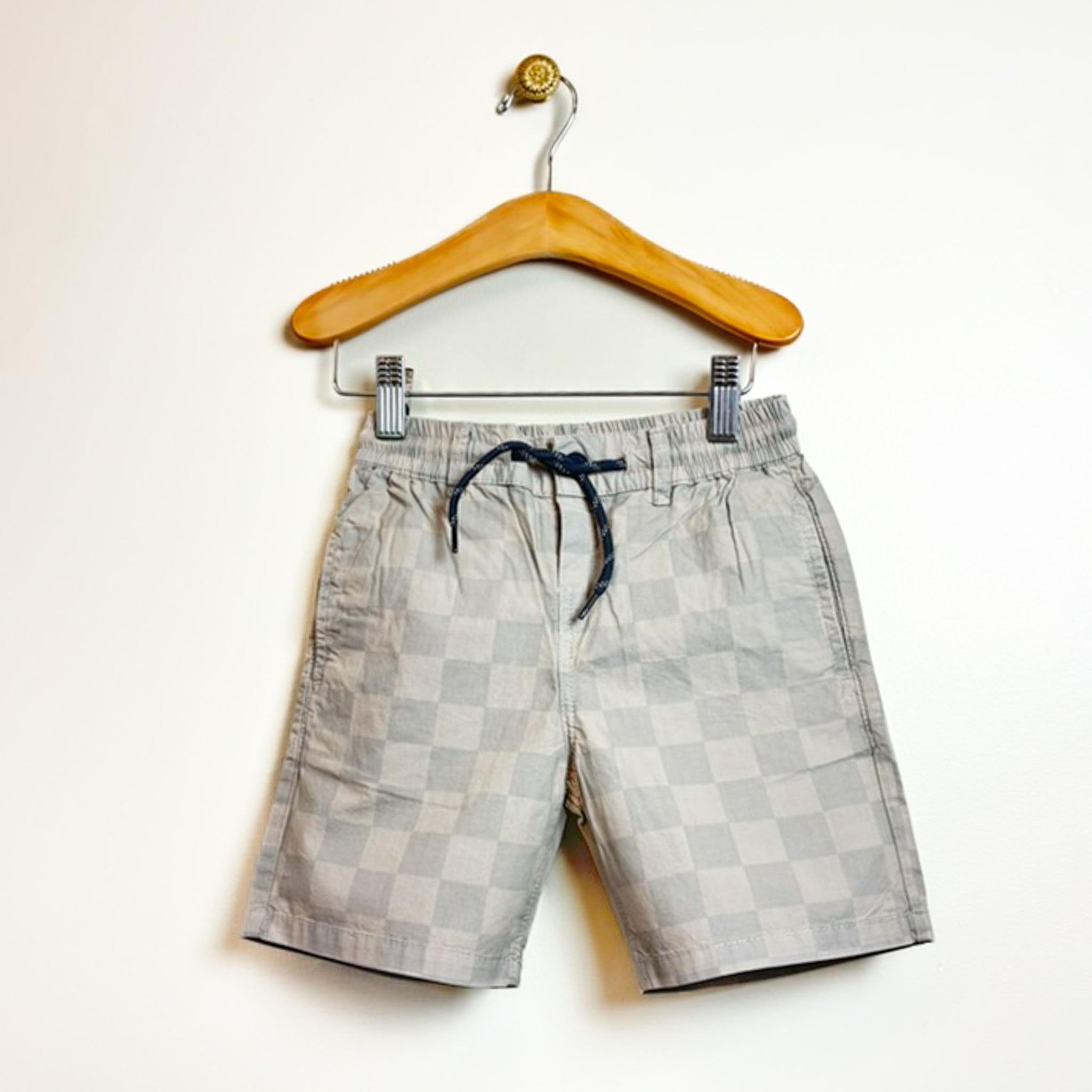 Grey Checkered Drawstring Short