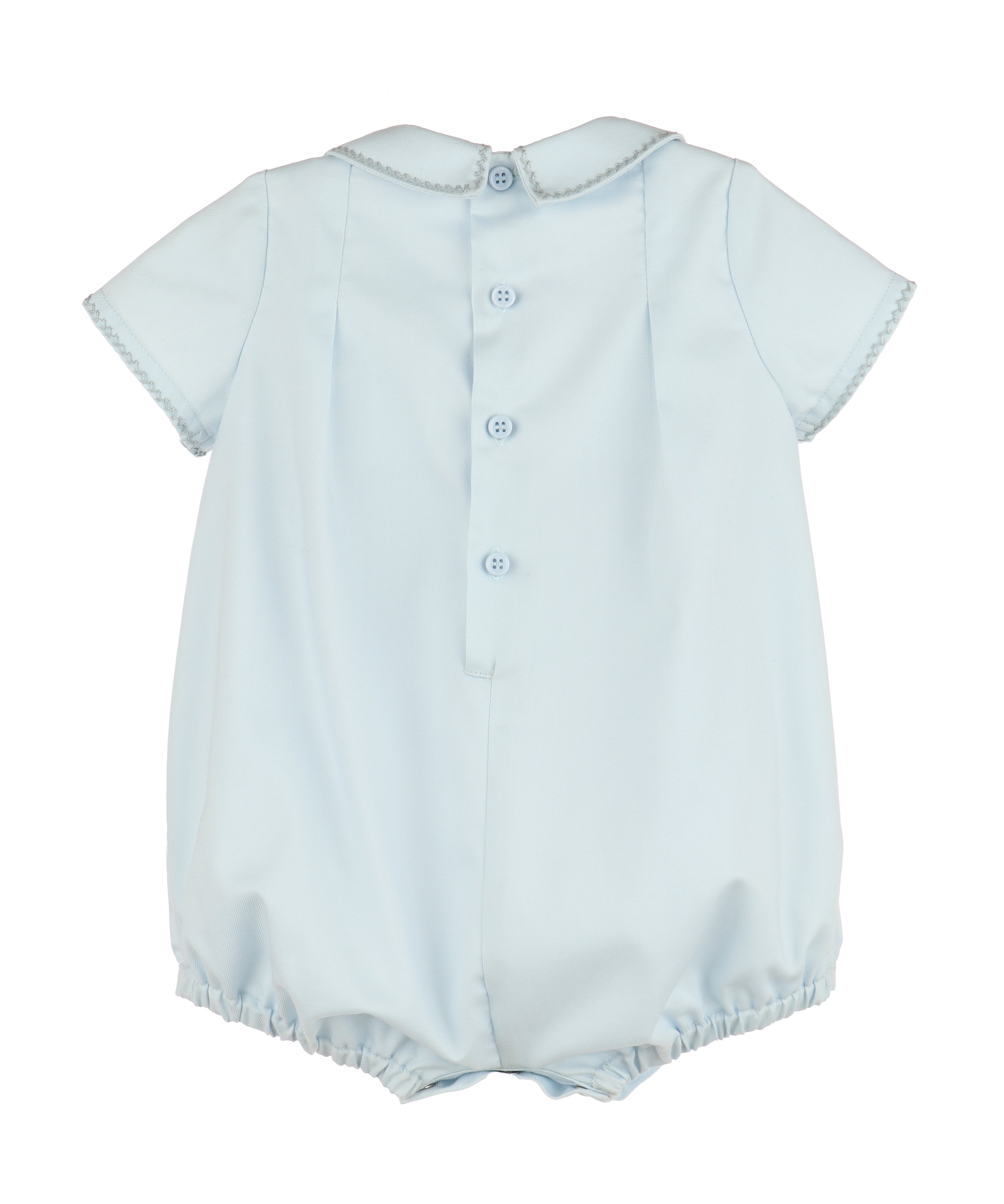 Light Blue Twill Stitched Infant Romper