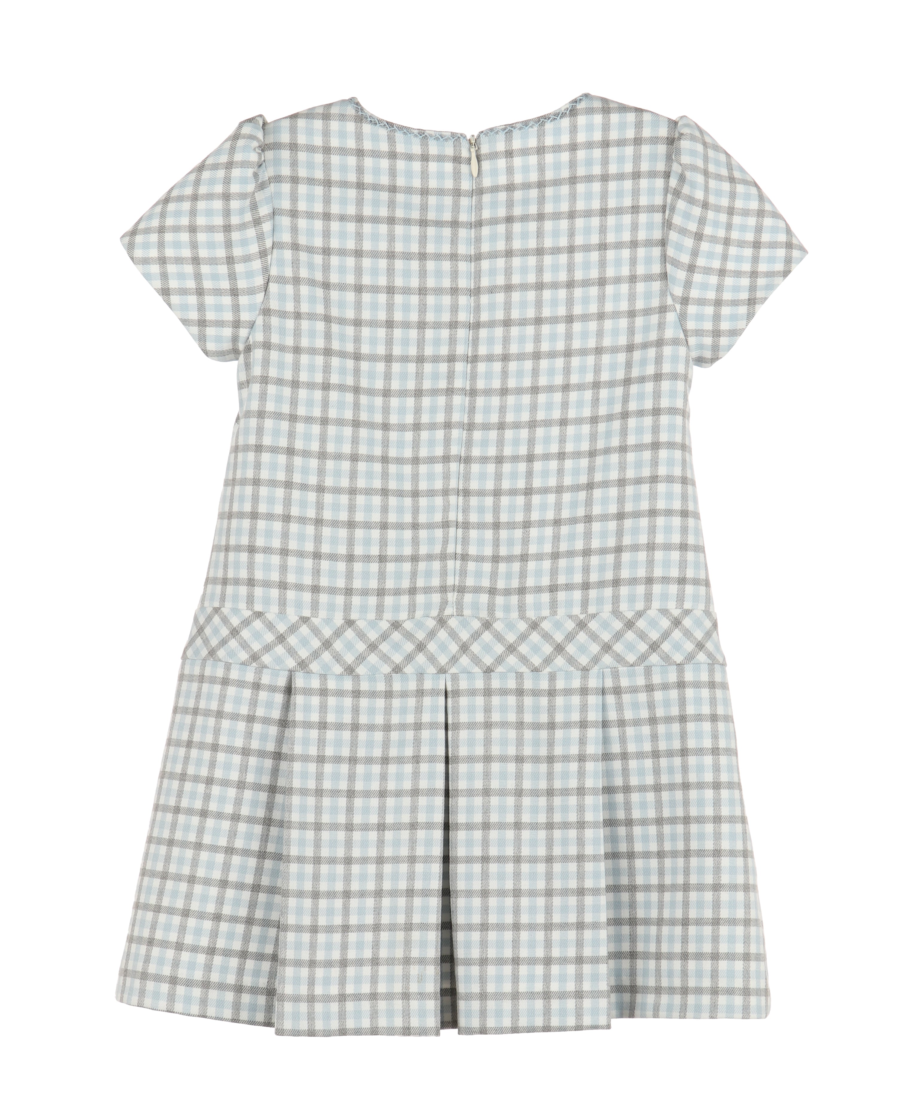 Blue Gray Plaid Drop Waist Dress