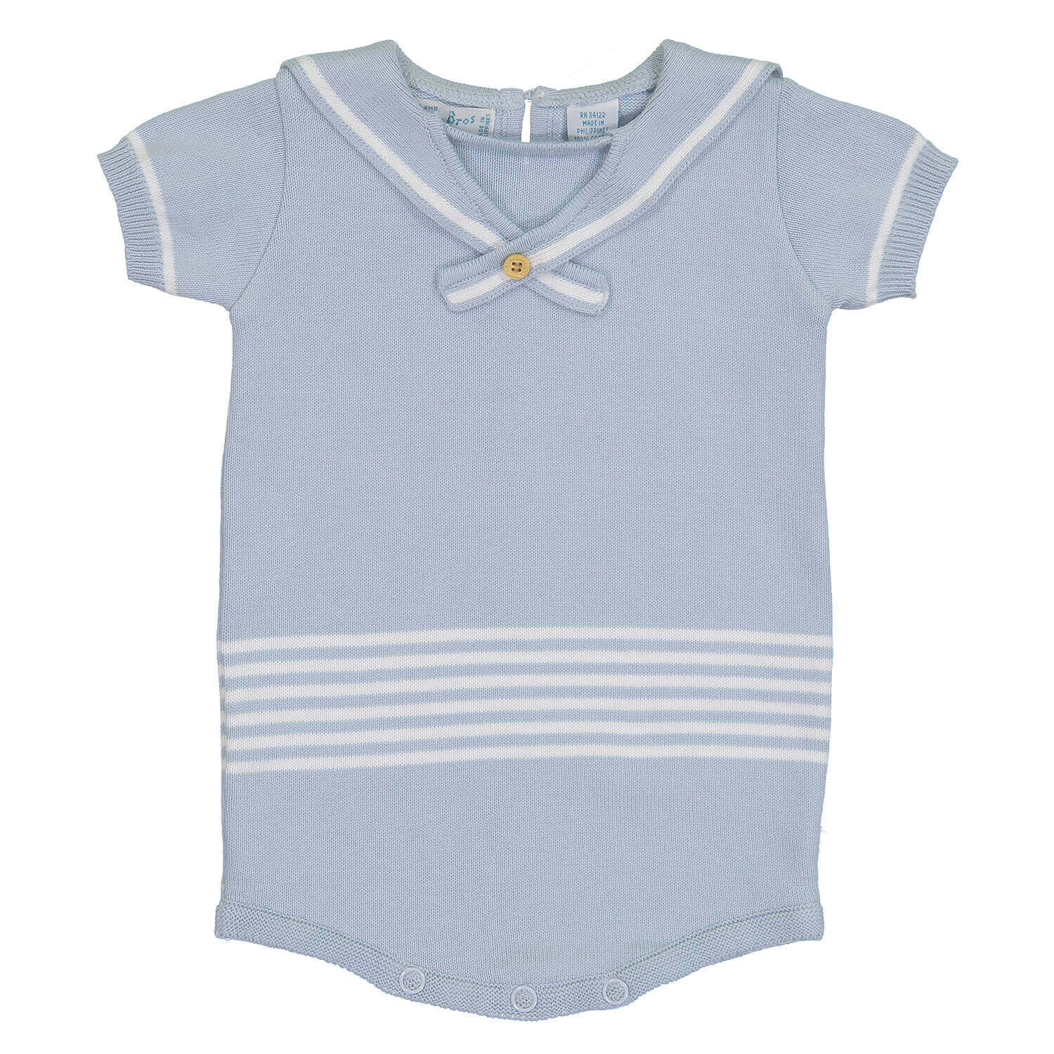 Light Blue Knot Sailor Romper