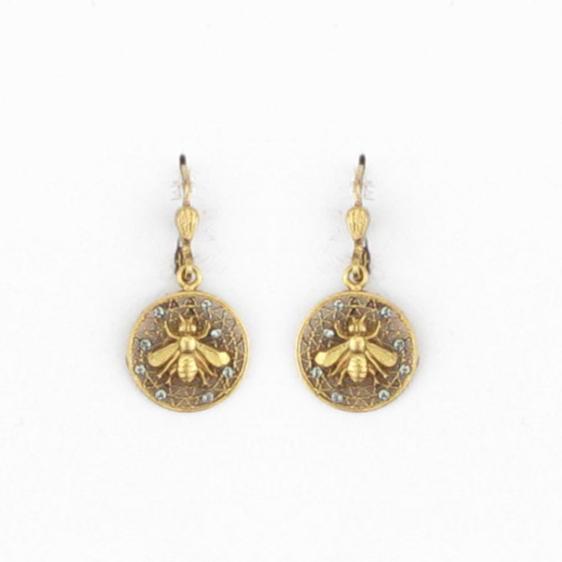 Gold Bee on Filigree Earings