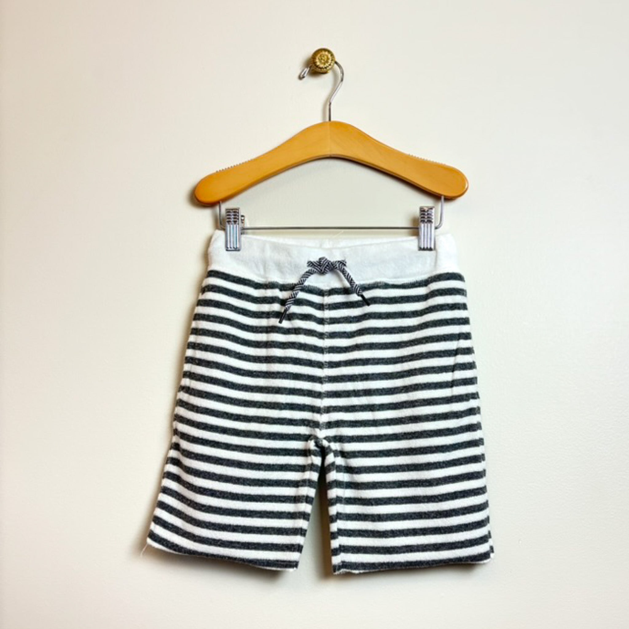 Grey White Stripe Terry Shorts