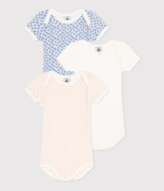 Petit Bateau 3pack Rose Print SS Bodysuit