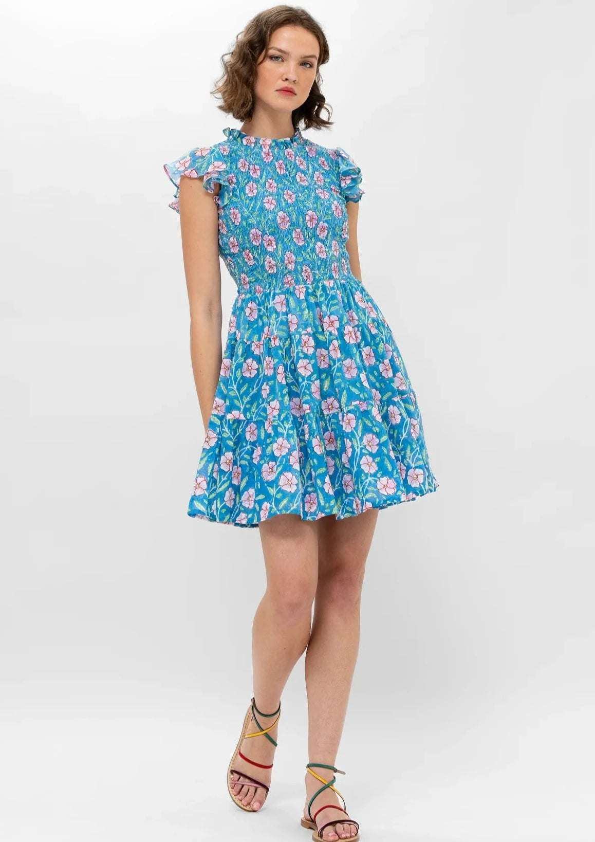 Oliphant Amalfi Aqua Print Mini Dress