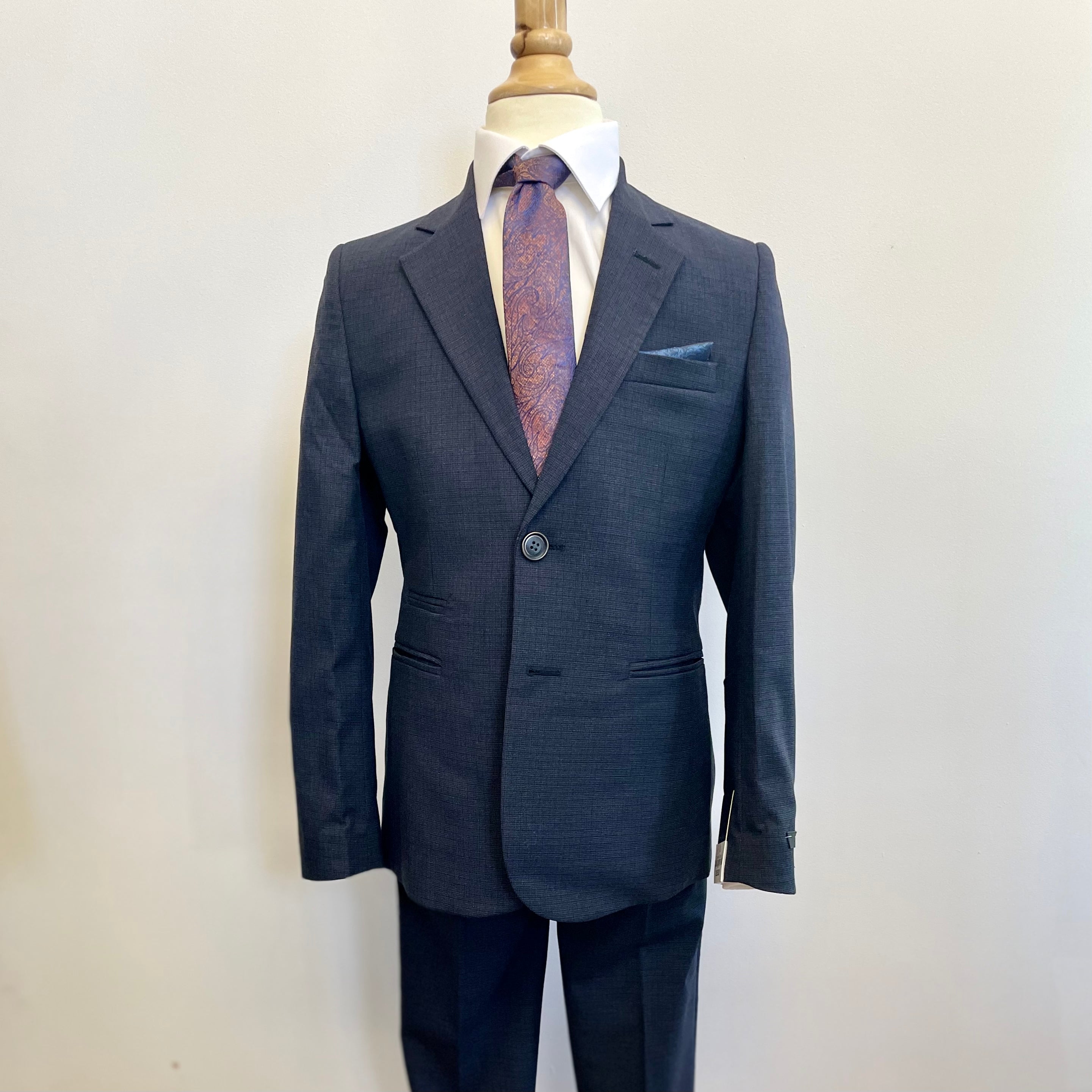 Navy Mini Check Suit