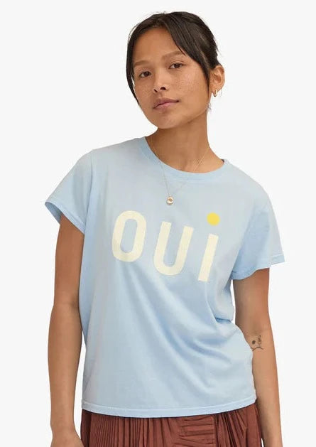 Clare V. Classis Light Blue OUI Classic Tee