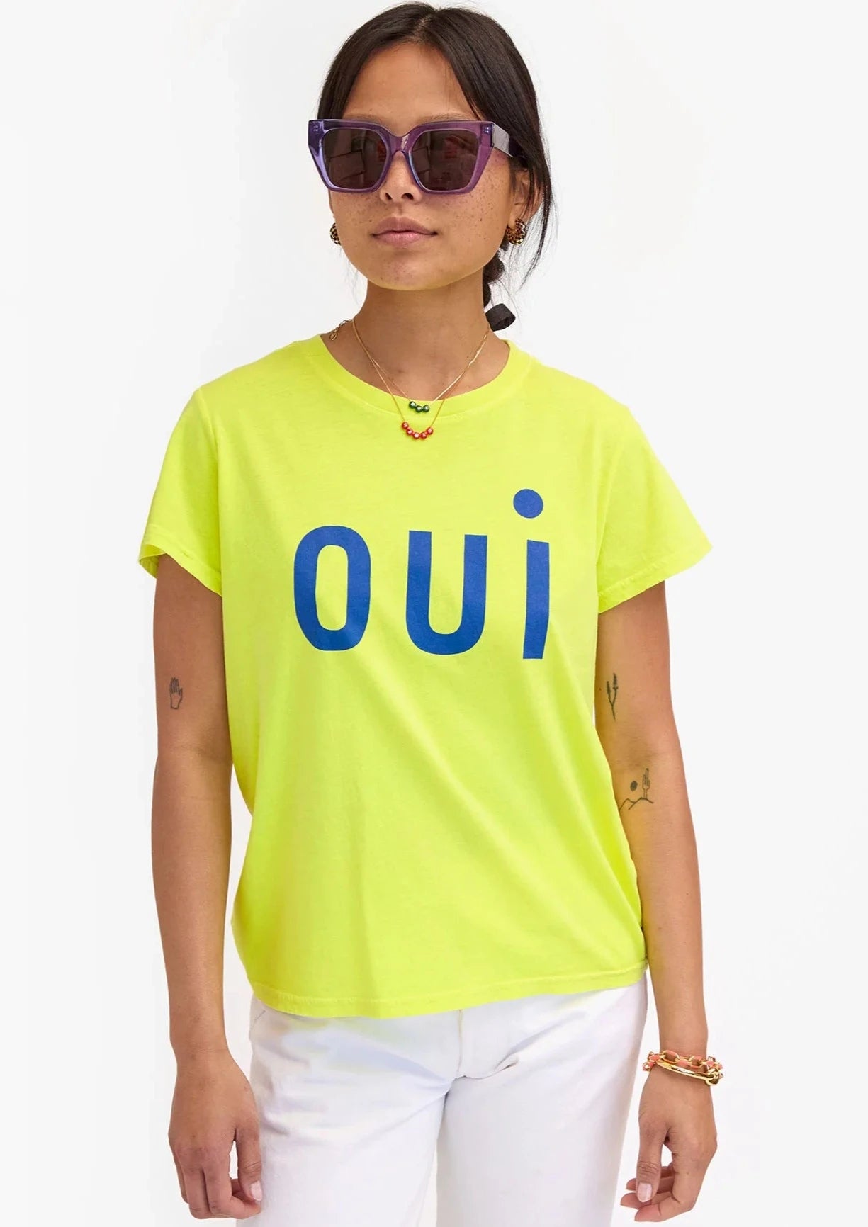 Clare V. Classis Neon Yellow OUI Classic Tee