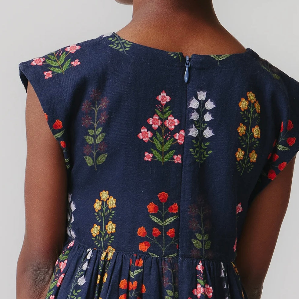 Navy Field Floral Peachy Dress