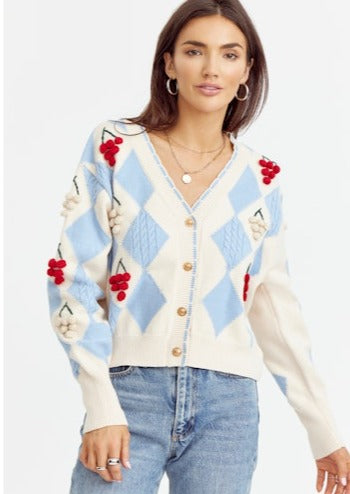 Zena Cream Cherry Cardigan