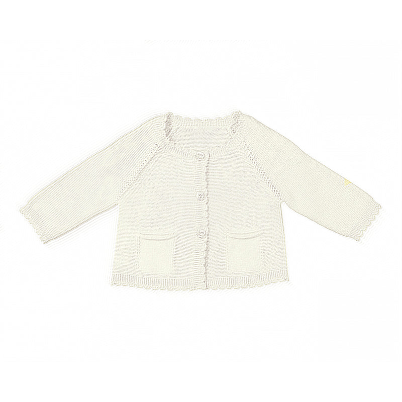 Ivory Scallop Edge Infant Cardigan