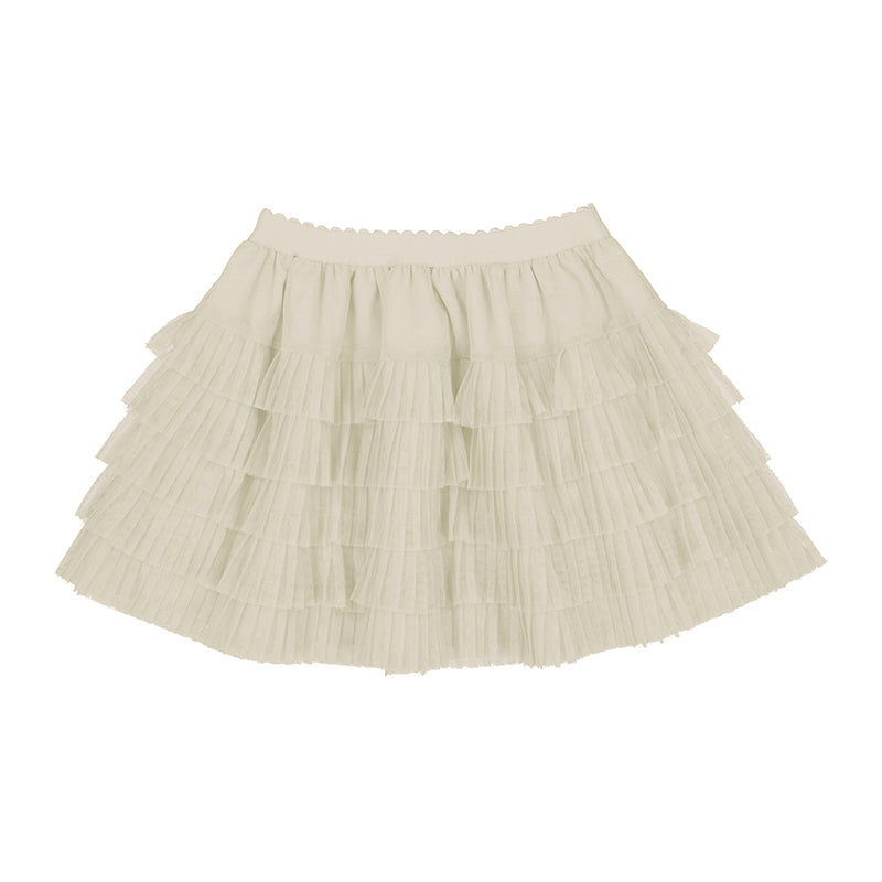 Cream Tulle Mini Pleats Layers