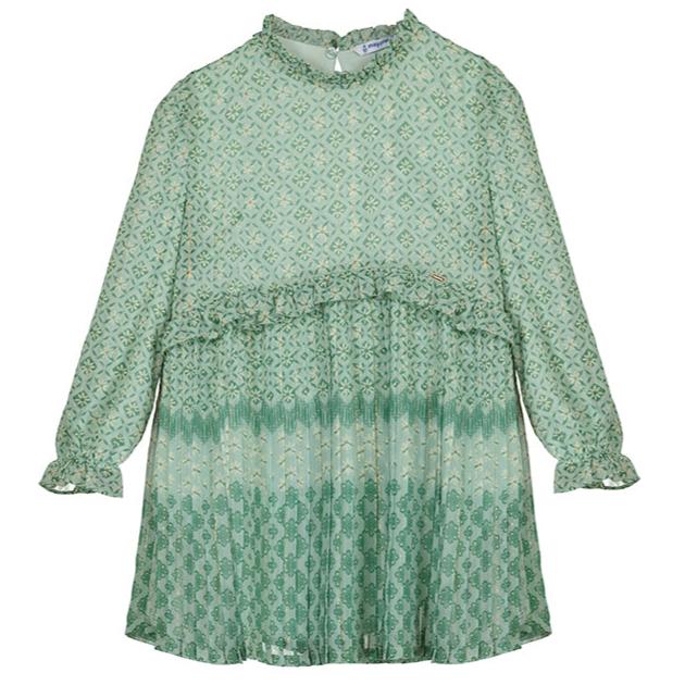 Jade Print Pleated Dress