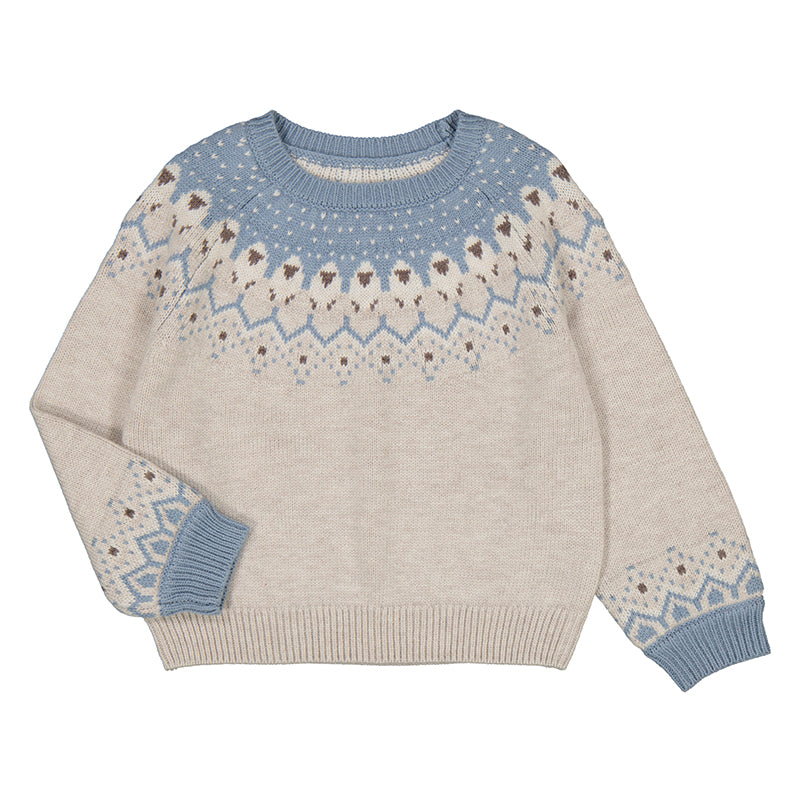 Blue Beige Fairysle Crew Sweater