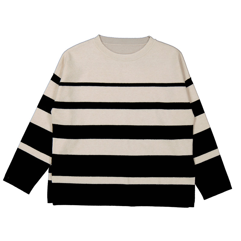 Black Uneven Stripe Sweater