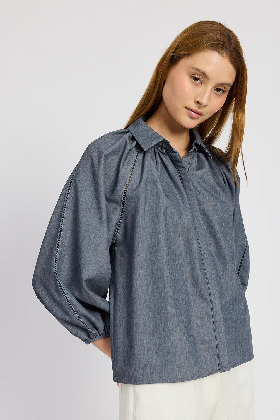 Chambray Collared Blouse