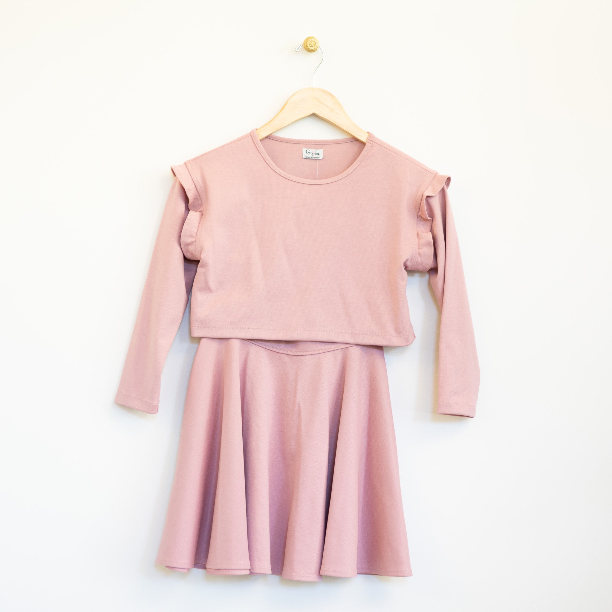 Pink Ponte Top and Skirt Set