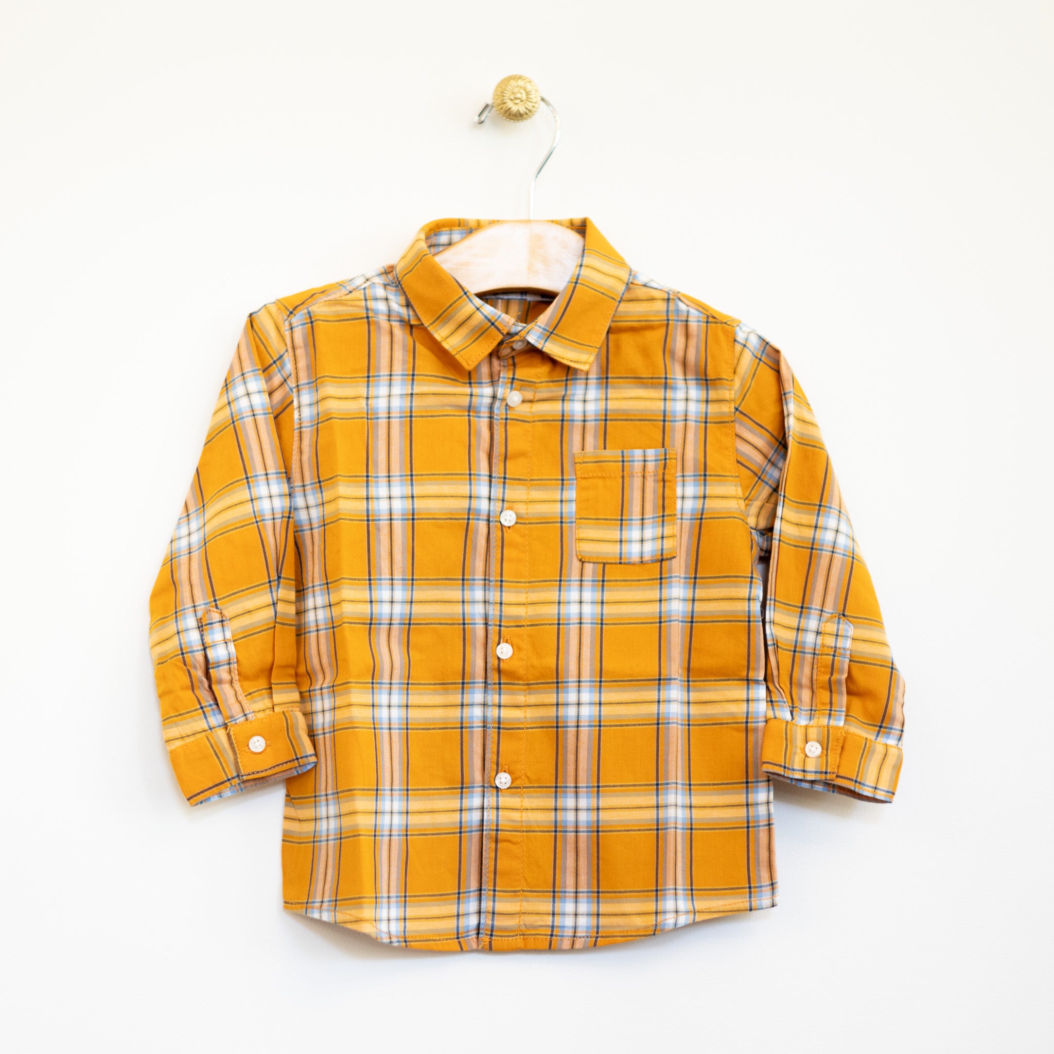 Orange Blue Plaid Infant Shirt