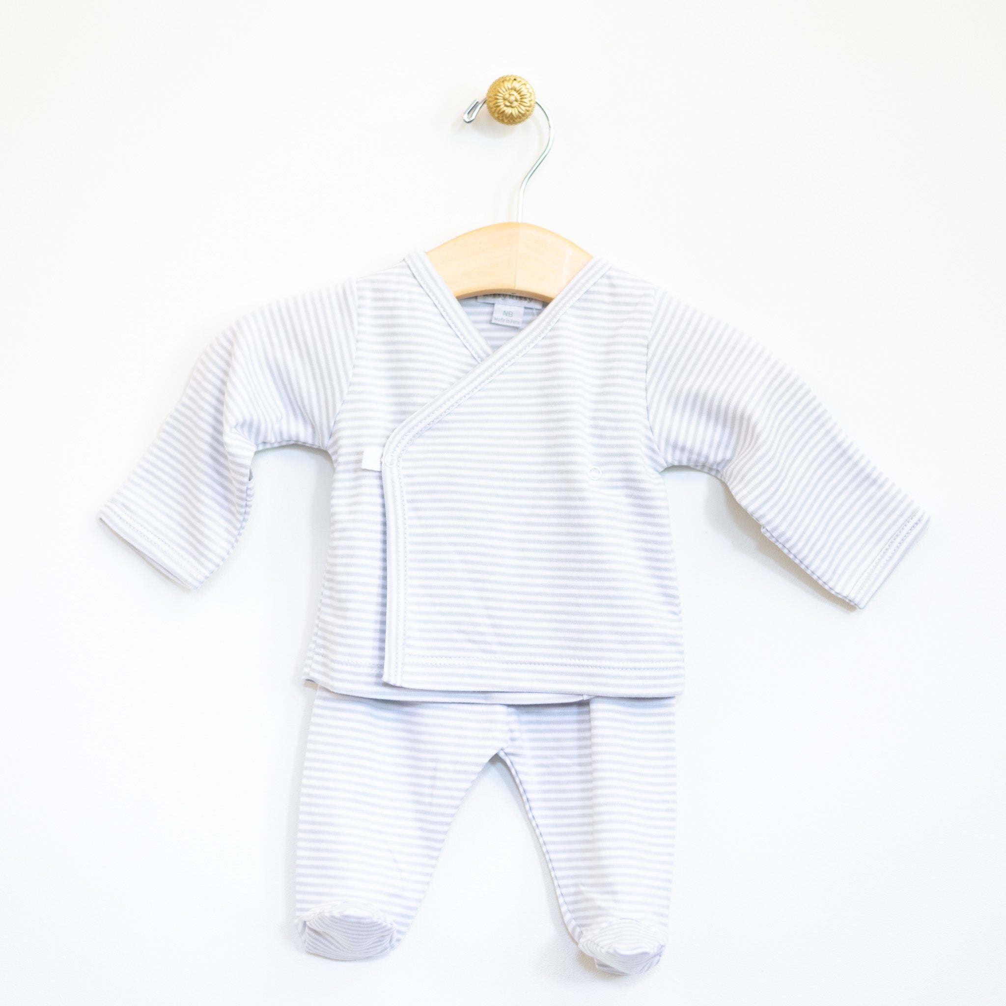 Grey Stripe Footed Wrap-Set