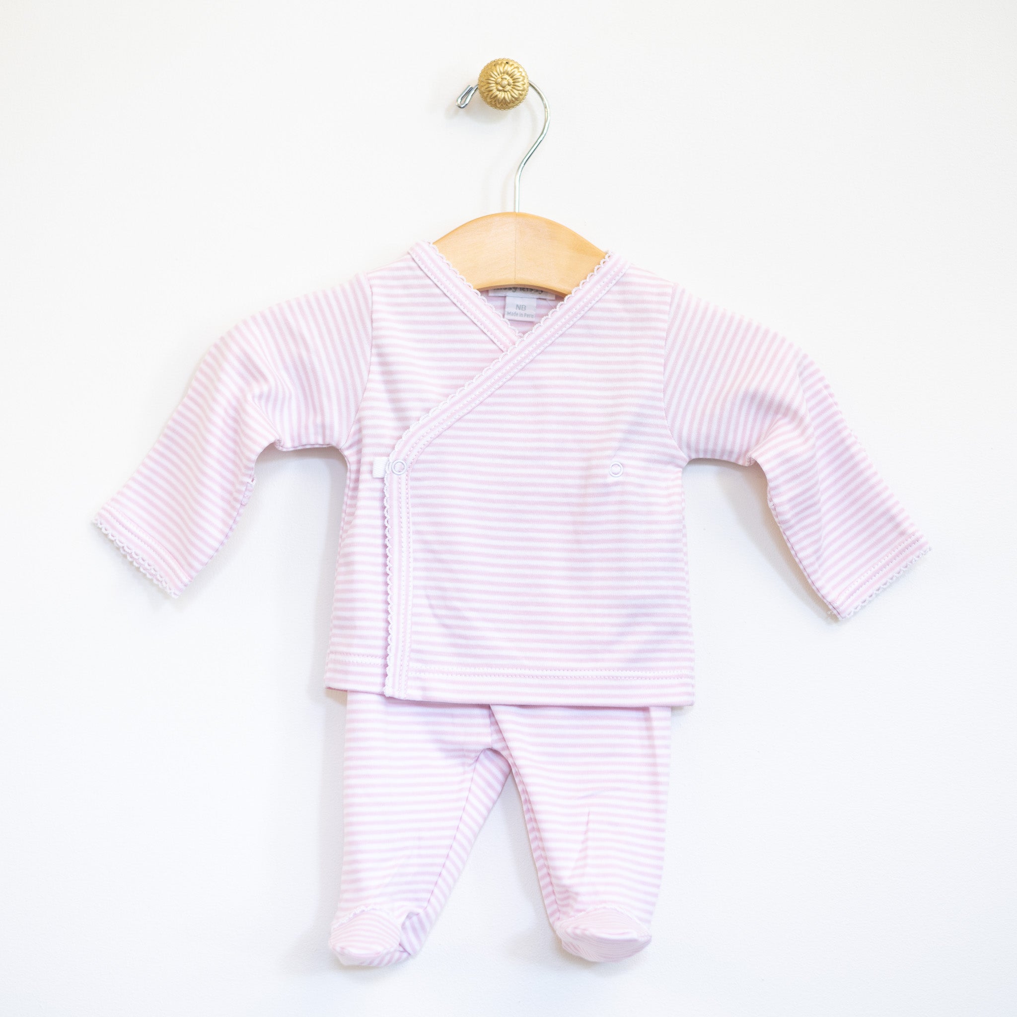 Pink Stripe Footed Wrap-Set