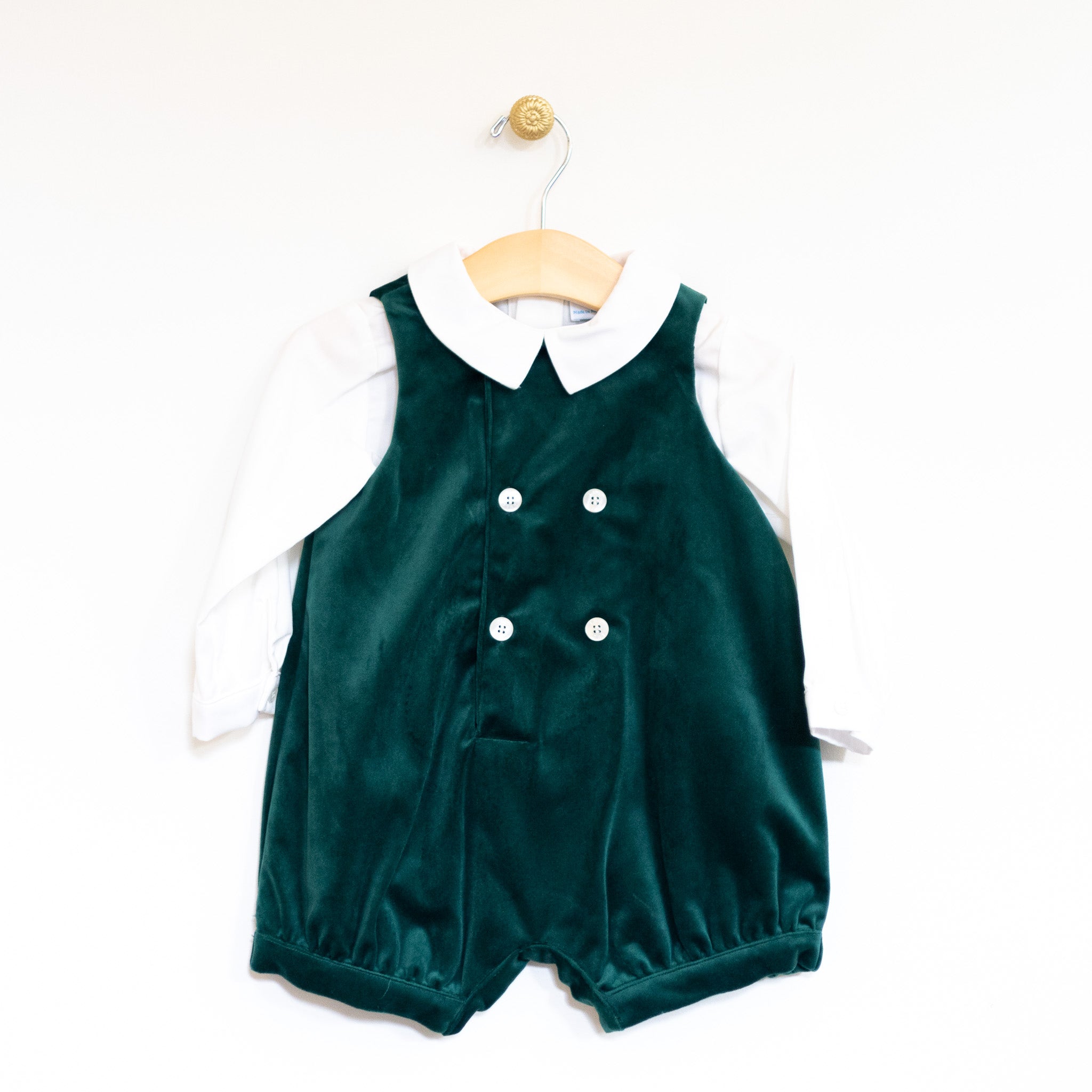 Infant Green Velvet Jon Jon Set