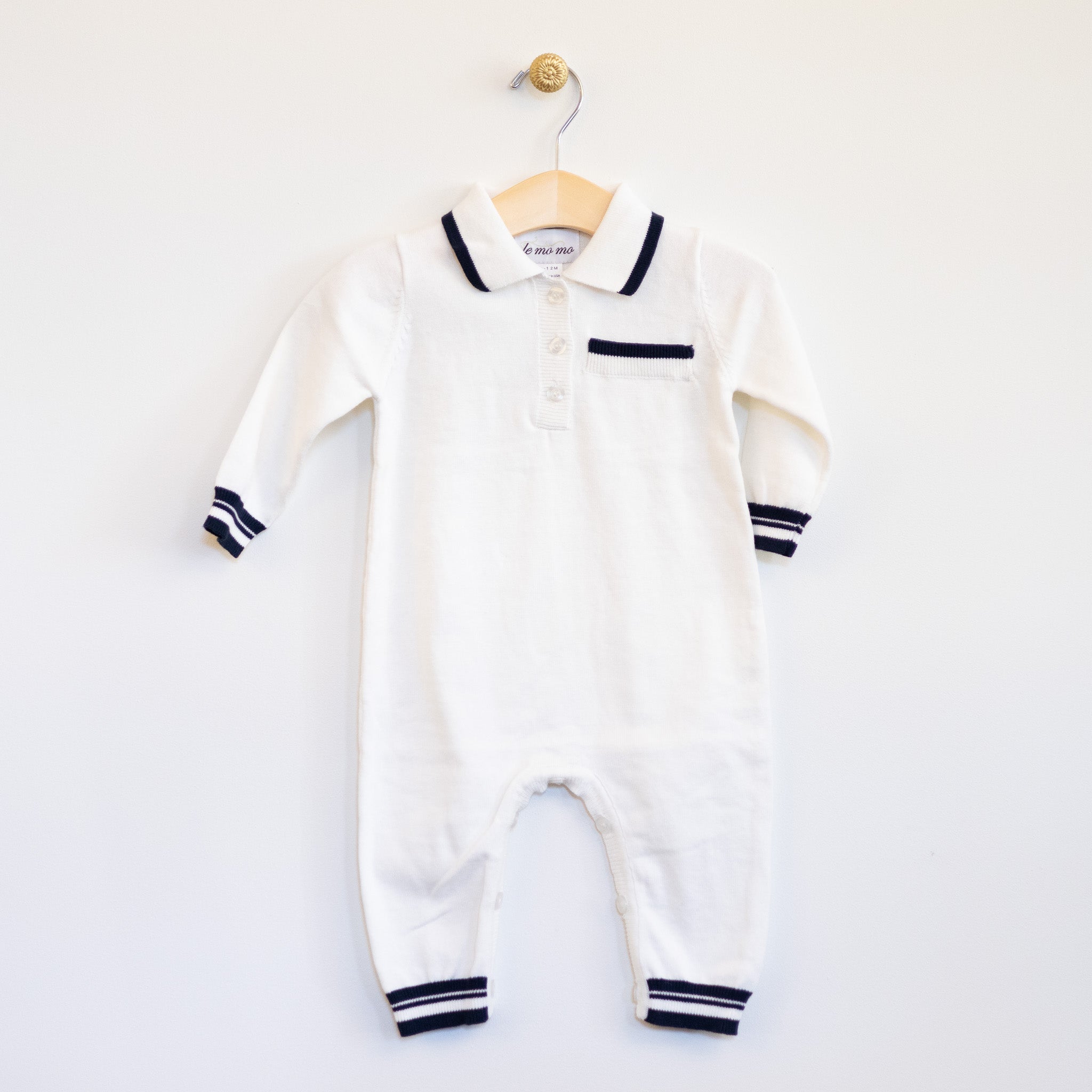 White Navy Trim Overall