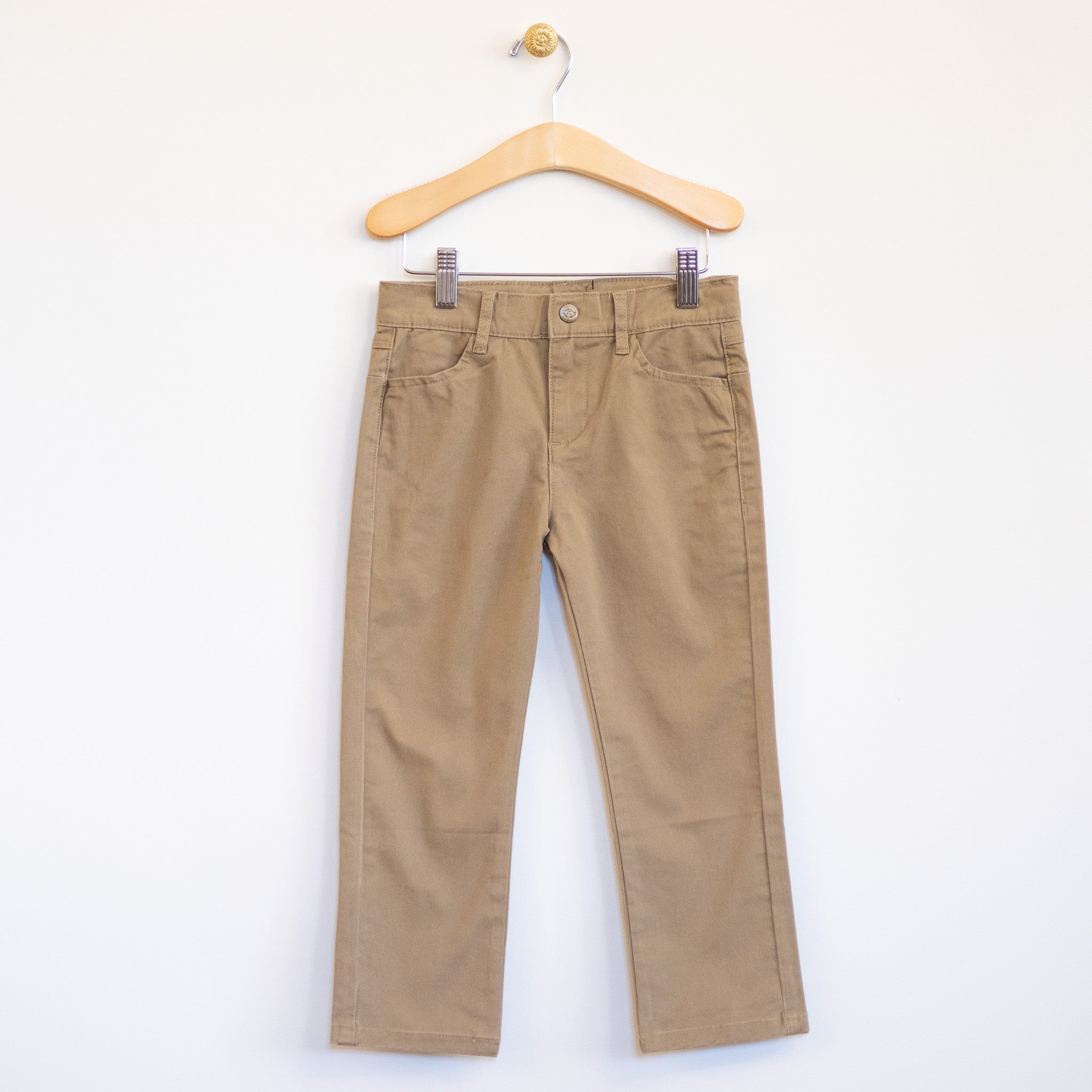 Beige Skinny Twill Pant