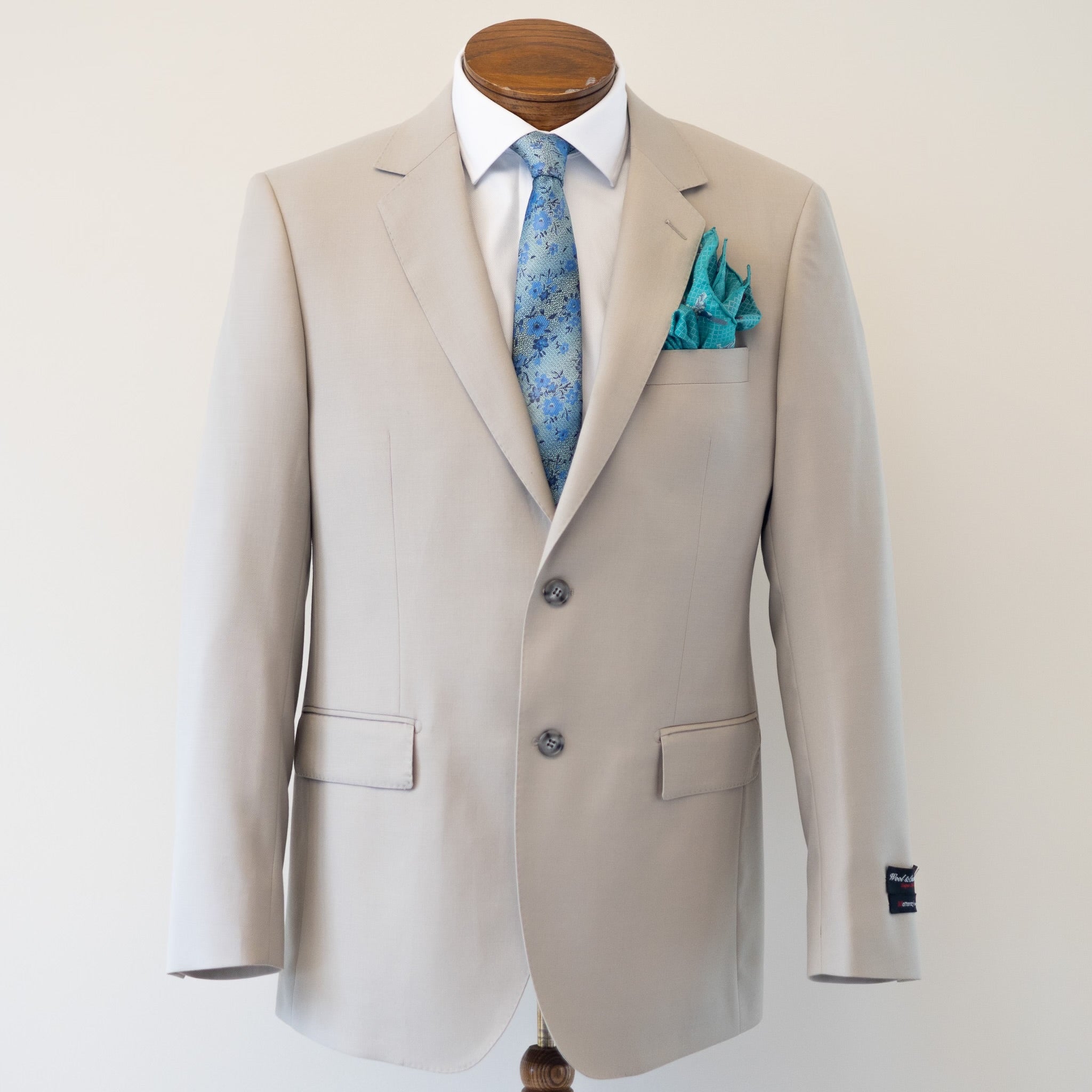 Beige Solid Suit