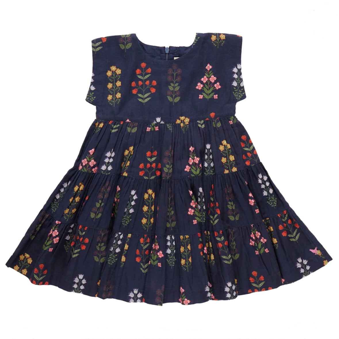 Navy Field Floral Peachy Dress