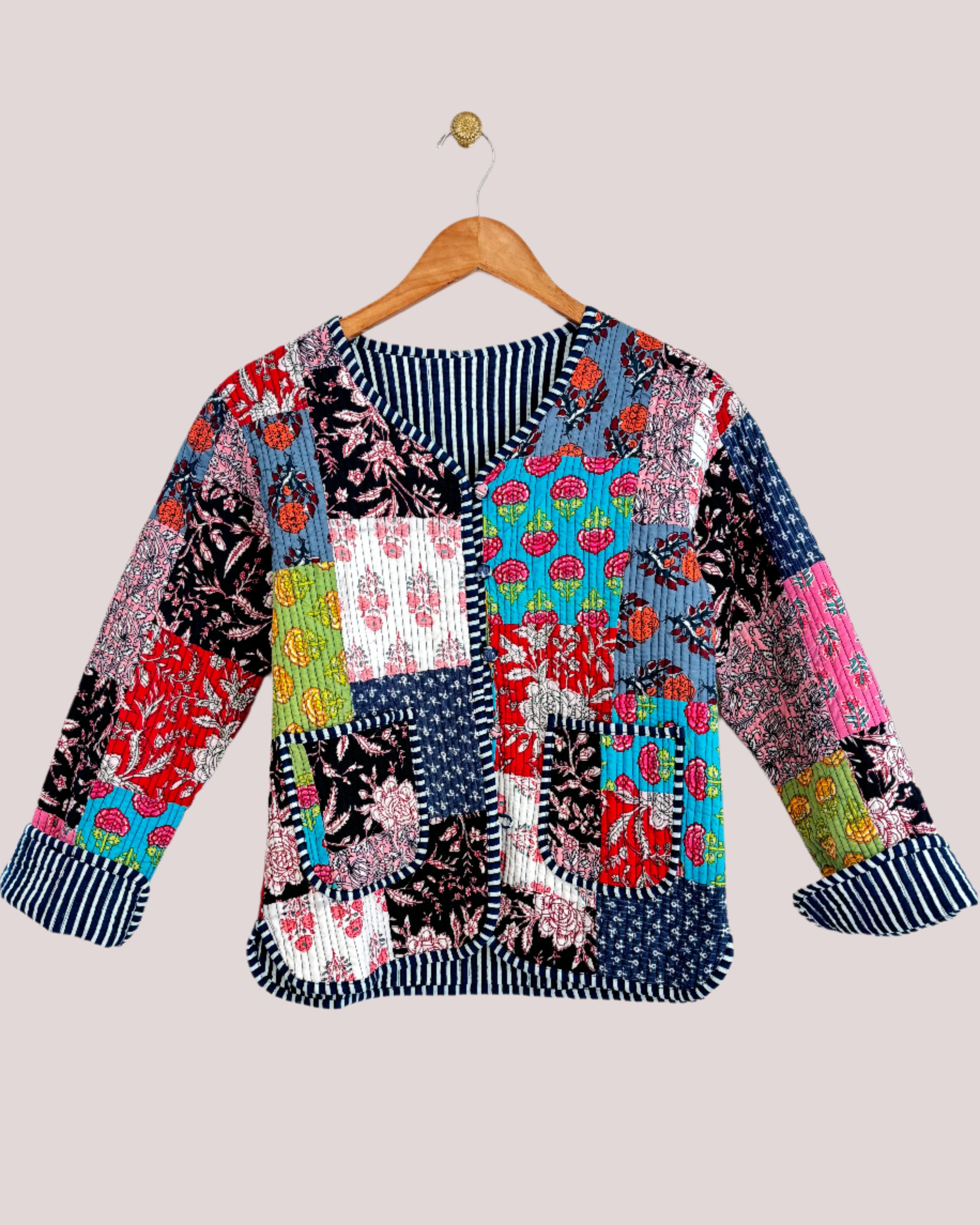 Alma Pink Quilted Patchwork Jacket