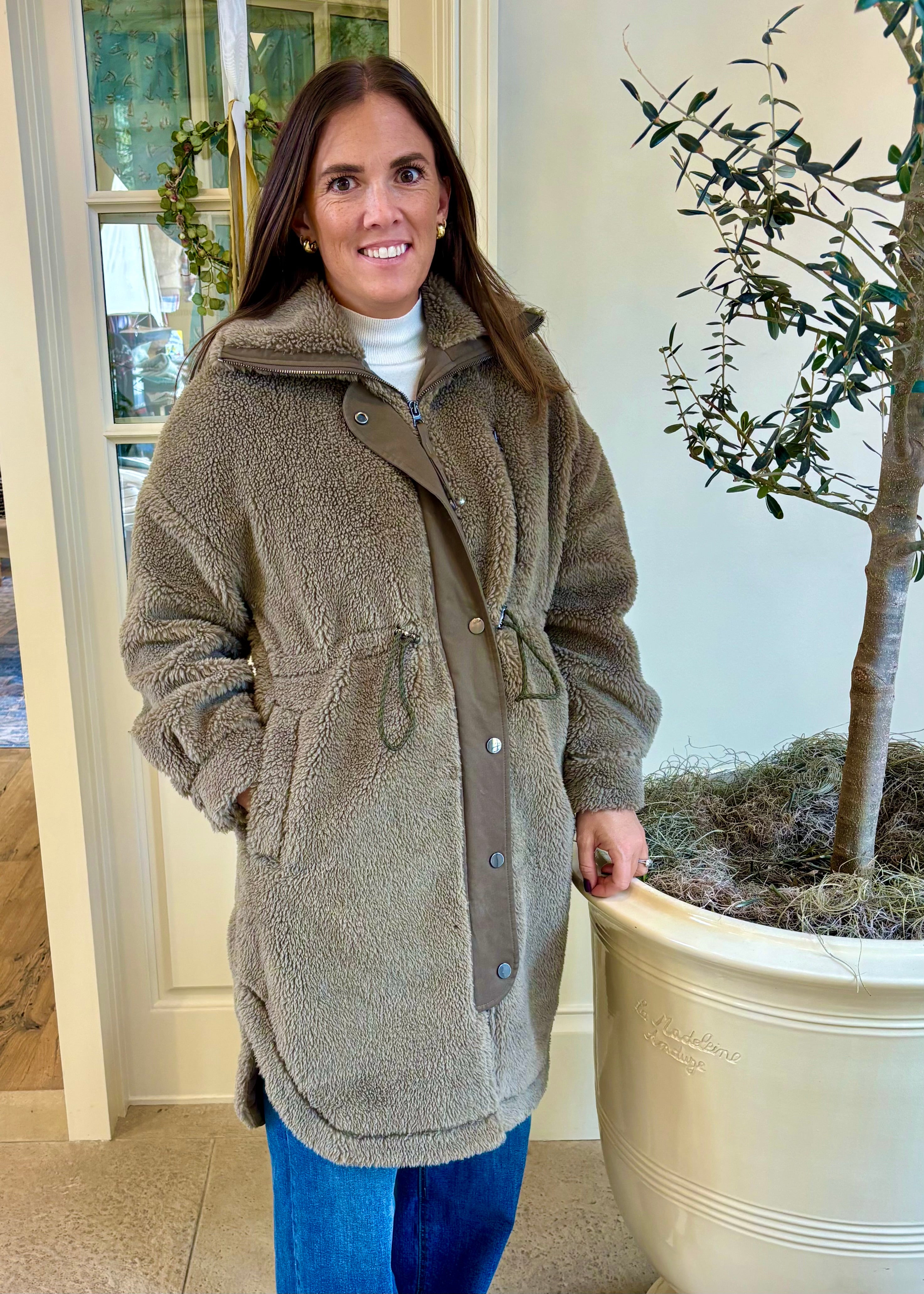 Varley Jones Olive Sherpa Coat