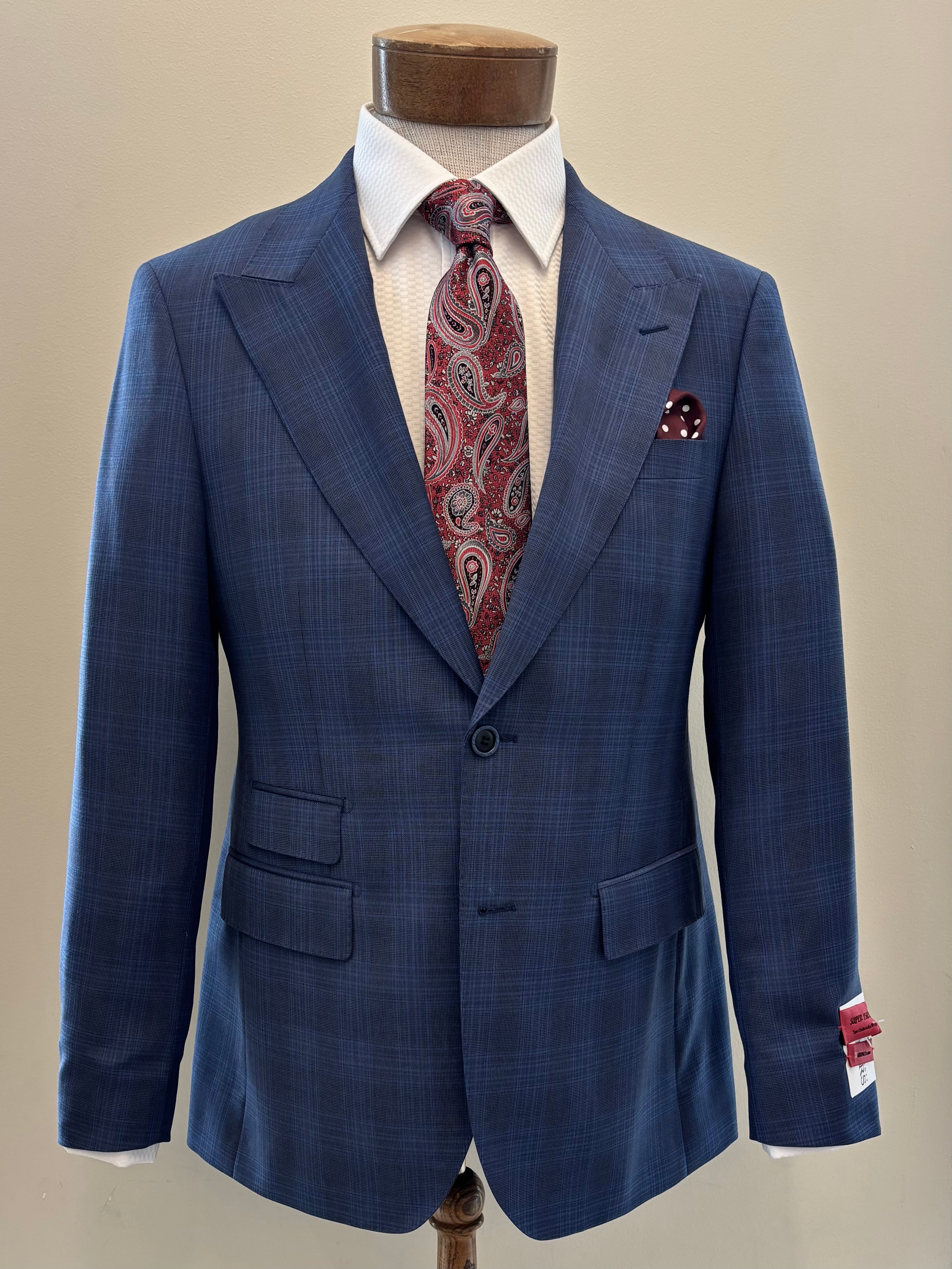 Mattarazi Modello Mid Blue Box Plaid Suit