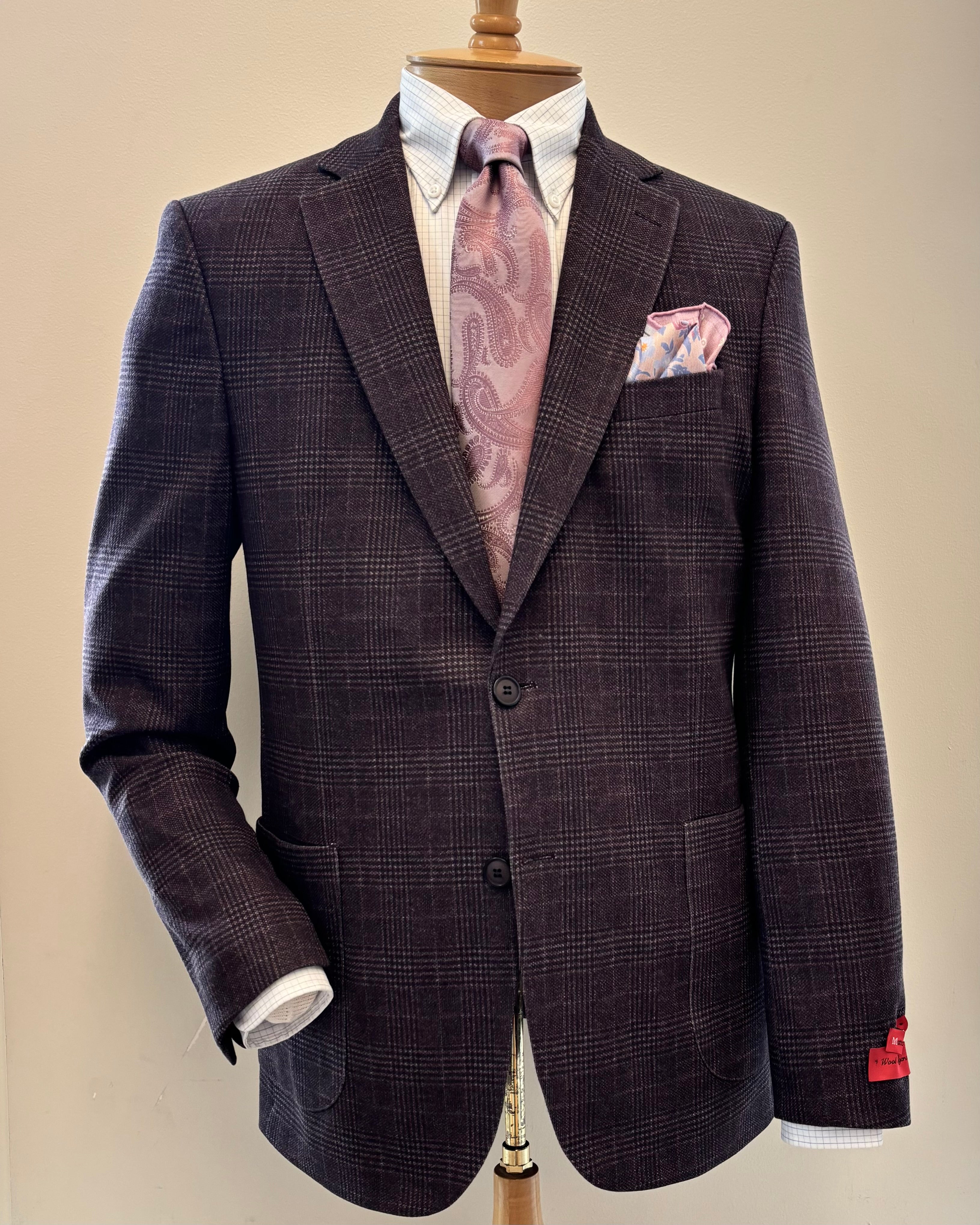 Mattarazi Astoria Burgandy Glen Plaid Sport Coat