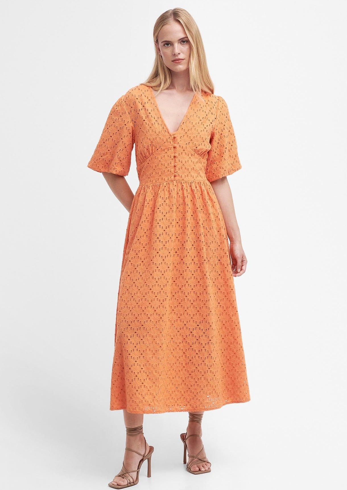 Barbour Kelley Orange Eyelet Dress