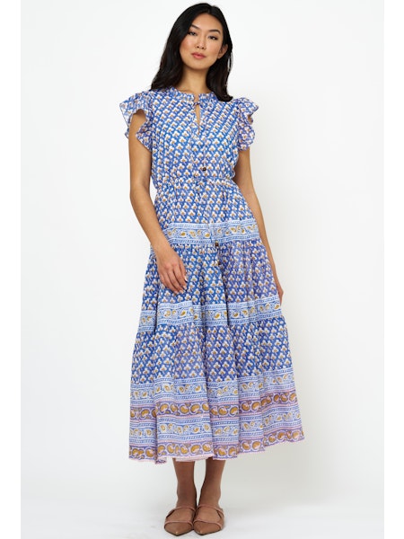 Oliphant Blue Clover Print Dress