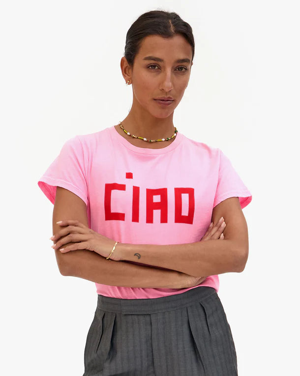 Clare V. Classic CIAO Tee Neon Pink