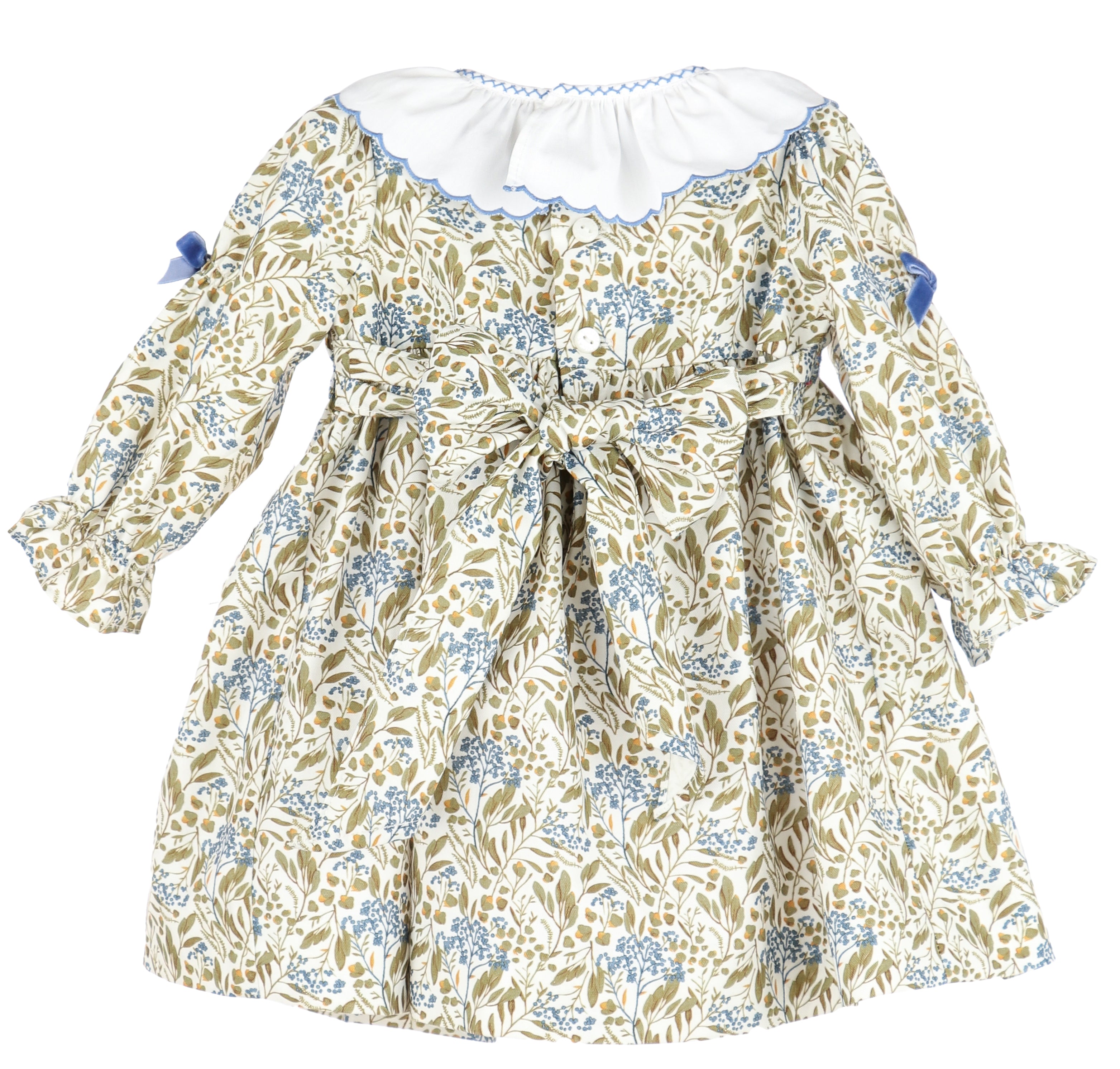 Olive Blue Smocked Infant Dress