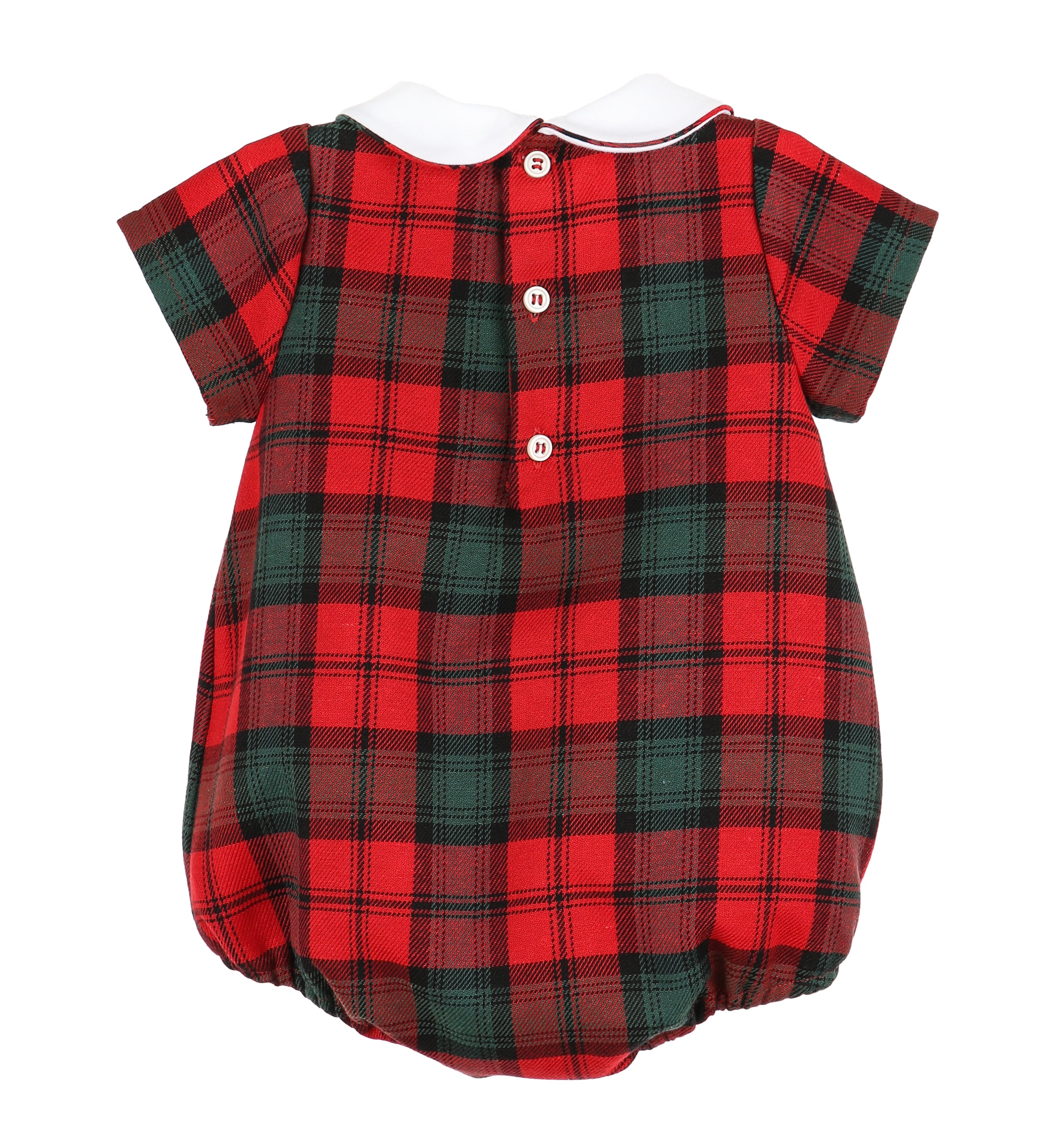 Red Tartan Infant Bubble White Collar