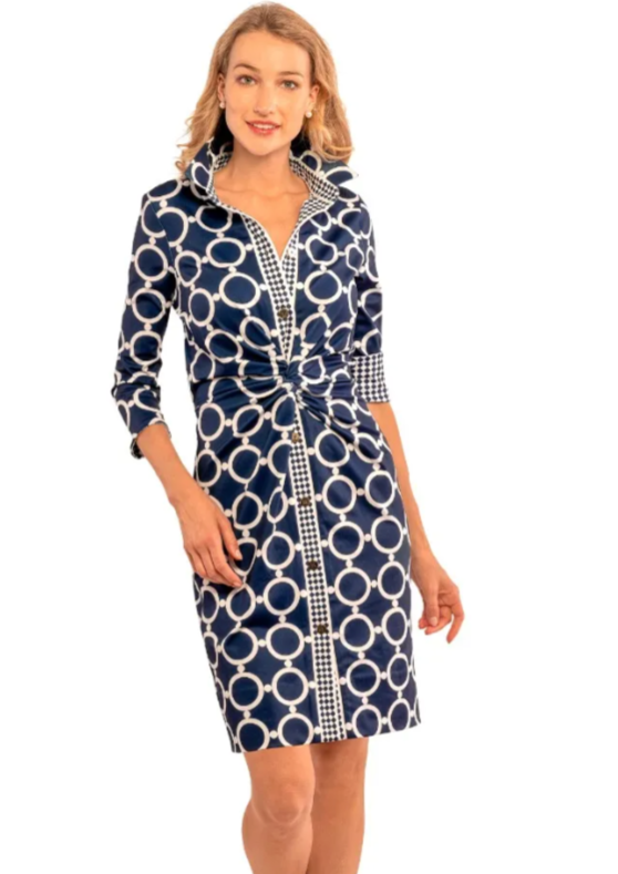 Navy Circles Twist and Shout Dress