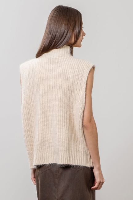 Valerie Cream Sleeveless Half Zip Sweater