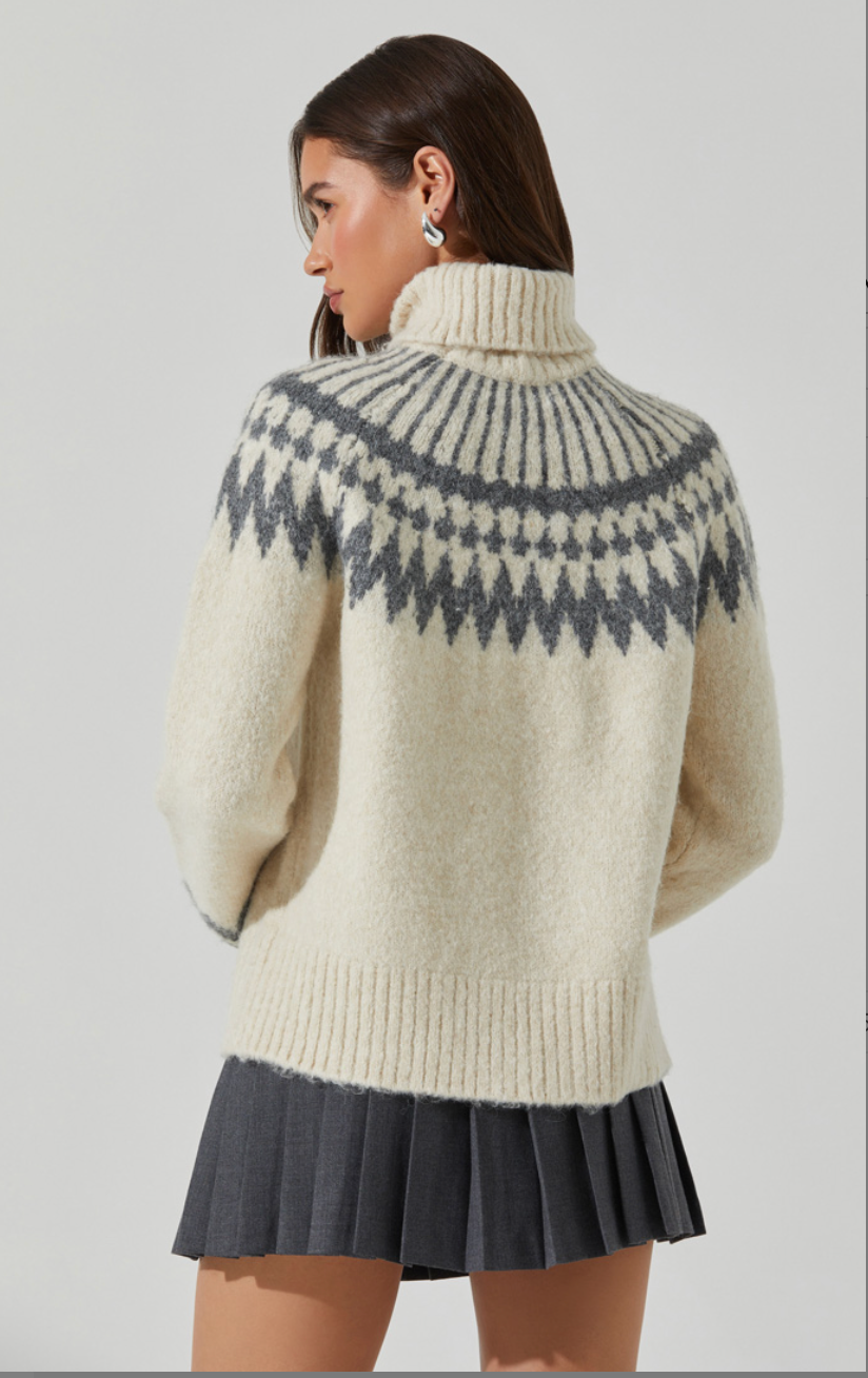 Leka Cream Fairysle Turtle Sweater