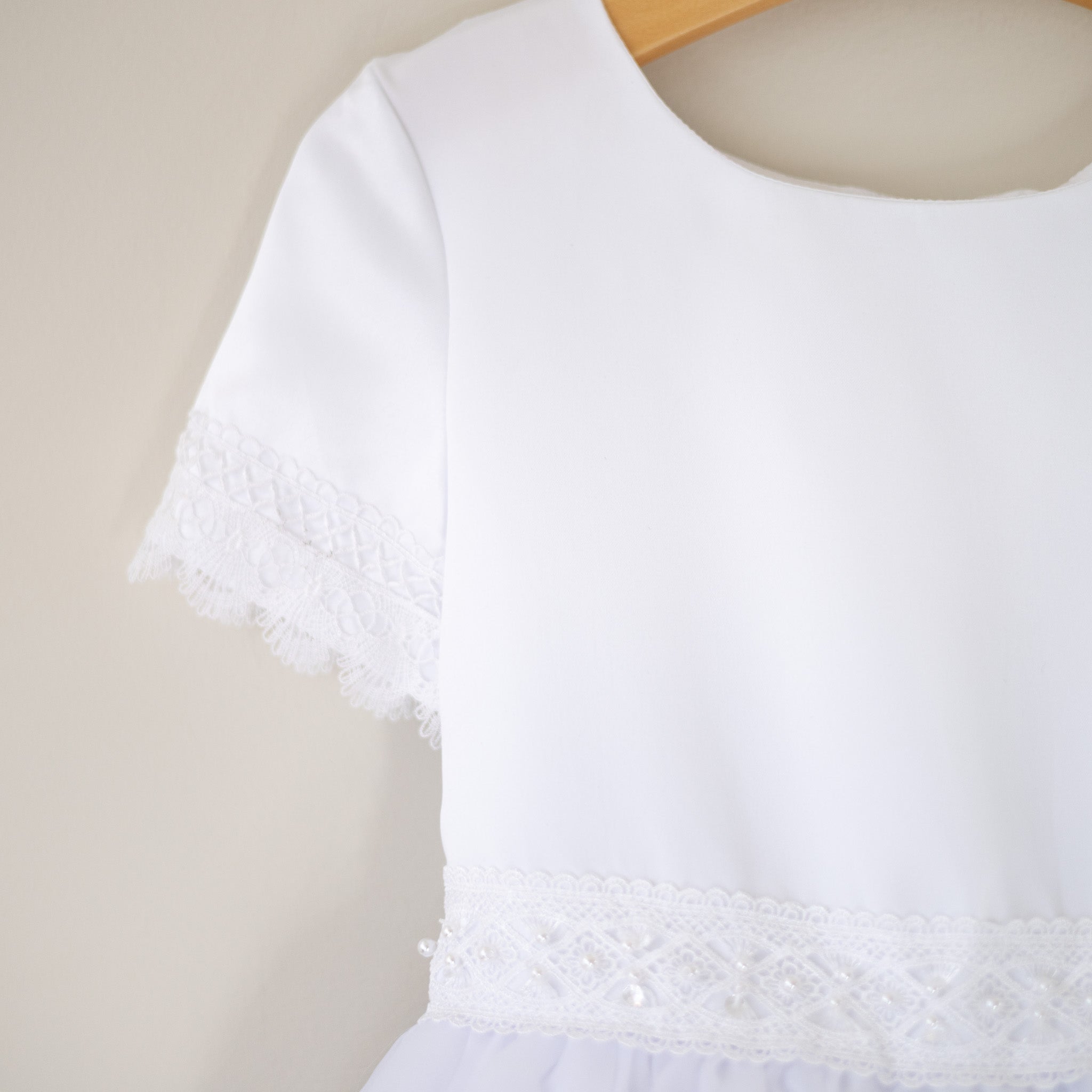 White Chiffon Dress Cluny Lace