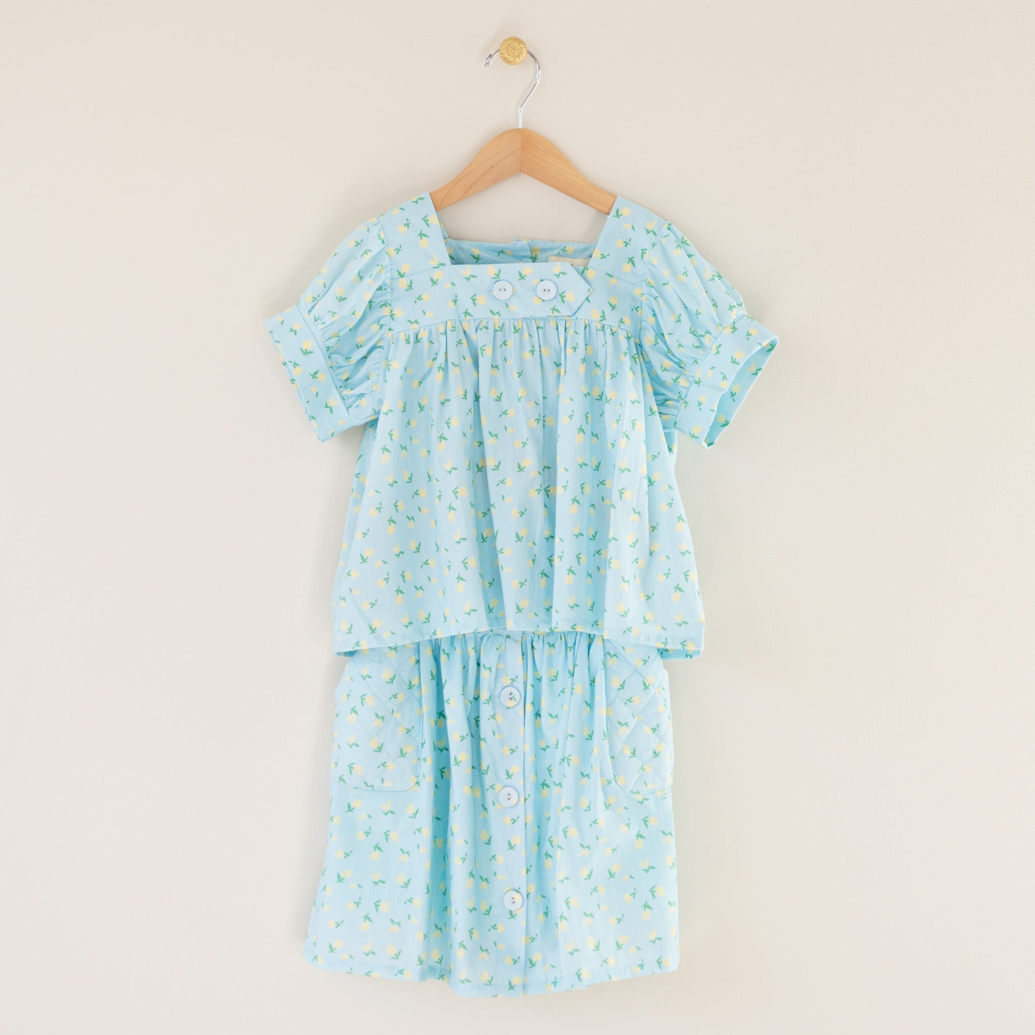 Aqua Blue Tulip Blouse and Skirt Set